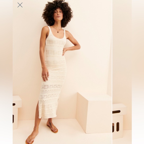 saltwater LUXE Dresses & Skirts - Saltwater luxe sweater crochet dress Elegant Cream Knit Skirt